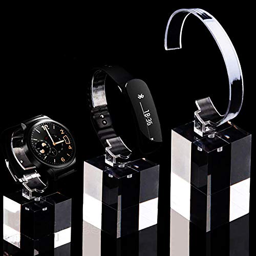 とぅんSHOP 腕時計 ディスプレイ スタンド ウォッチ コレクション 展示 透明 クリア プラスチック 3サイズ (クリア、3個セット)