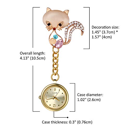 Lancardo ナースウォッチ 懐中時計 ポケットウォッチ 看護師用 数字 見やすい レディース 子猫 ブローチ かわいい 保育士 介護士 最適 男女兼用 プレゼント 誕生日 収納ポーチ付き
