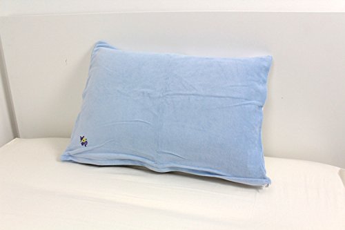 しなやかタッチ 綿マイヤー枕カバー ブルー 刺繍入り 45x62cm MO-2260-BL