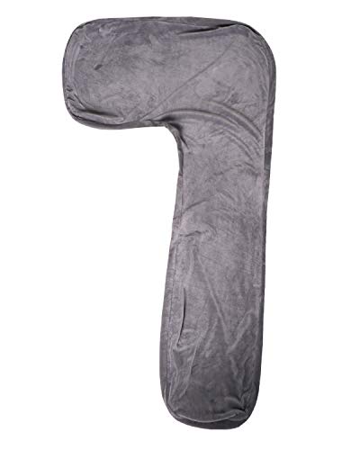 AngQi 抱き枕カバー 冬用カバー 替えカバー だきまくらカバー 腰枕 7字型 エンゼル枕 カバー洗える (グレー)