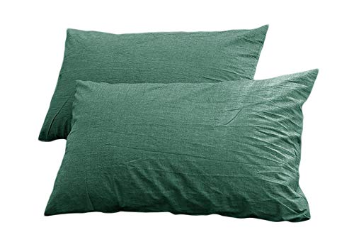 （happy hour）枕カバー2枚 洗いざらし 綿100％ 緑 50×70cm