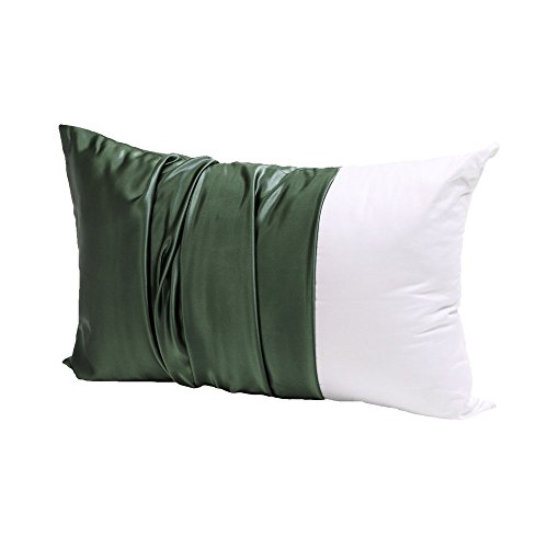 枕カバー シルク 洗濯 43x63cm 寝具ピローケース 墨緑 | 22匁 封筒式 まくらカバー ｜ブラック フォレスト