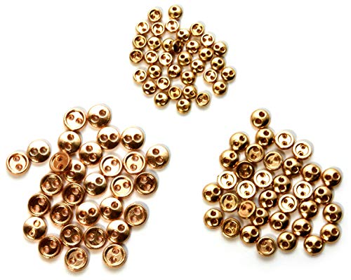 starPG ミニチュア メタル ボタン 2つ穴 3サイズ 3mm 4mm 5mm 各30個 セット ドールメイキング パーツ (ゴールド)