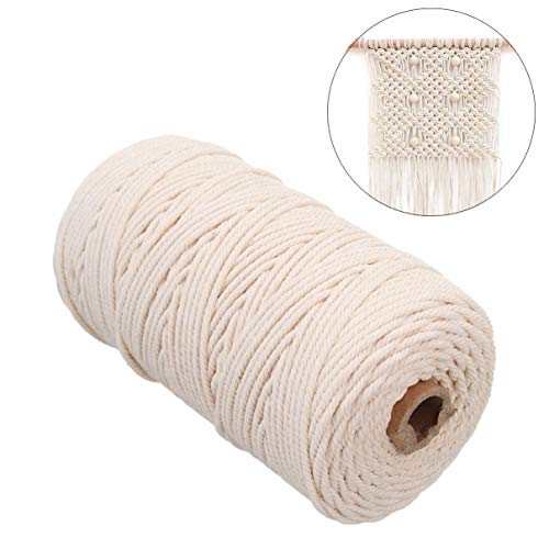 手作りコットン糸 編み 天然コード 紐 綿糸ロープ コットンひも 手芸 インテリア 壁飾り 壁掛け アクセサリー DIY 製作 (3mm x 200m)