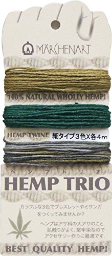 メルヘンアート 麻ひも HEMP TRIO 細 Col.255 グリーンセラピー 3色 各4m