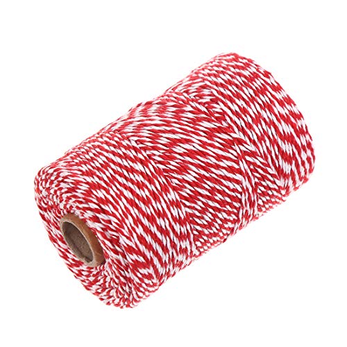 赤白綿紐, 100m 2本撚り 丈夫コットン紐 手芸 おもちゃ 盆栽 装飾用などに 手作り用 綿ロープ リボンひも ロープ コード 装飾