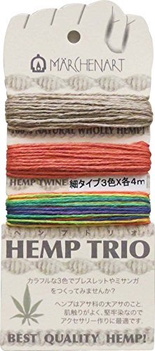 メルヘンアート 麻ひも HEMP TRIO 細 Col.254 レインボー 3色 各4m