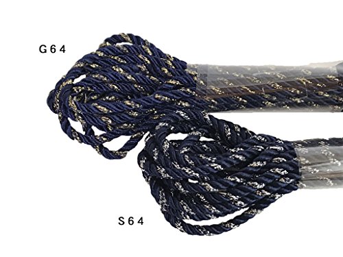 レーヨンツイストコード （撚り紐）ラッピング 紐や巾着紐などに ゴールドラメ入紐 約3.5mm G64.紺 3m(5311-3)