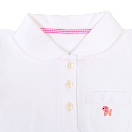 お気に入りマークのわくわくKidsポロシャツ（長袖）　ホワイト×プードル　日本製　N15514