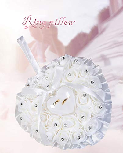 ウェディングリングピロー ハート型 結婚式 指輪ケース ウェディングキット ローズリングピロー 完成品