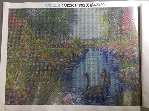 A3サイズ ブラックスワンと美しい庭園 全面貼り付けタイプ フルダイヤモンドアート カラービーズストーン絵画 モザイクアート 手芸キット