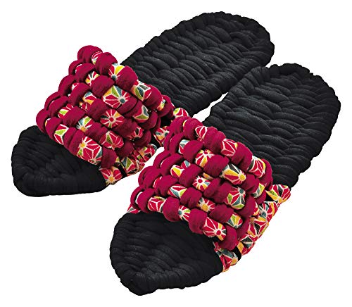 タカギ繊維 Panami 手芸キット 布ぞうり やんわりスリッパ 黒×赤 YW-49