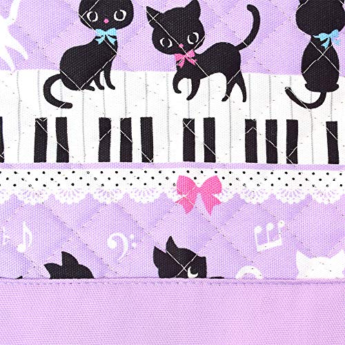 シューズケース(キルティング) 上履き入れ 靴袋 ピアノの上で踊る黒猫ワルツ(ピンク) N3222600