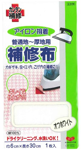 KAWAGUCHI 補修布 普通地~厚地用 アイロン接着 幅6×長さ30cm オフホワイト 93-002