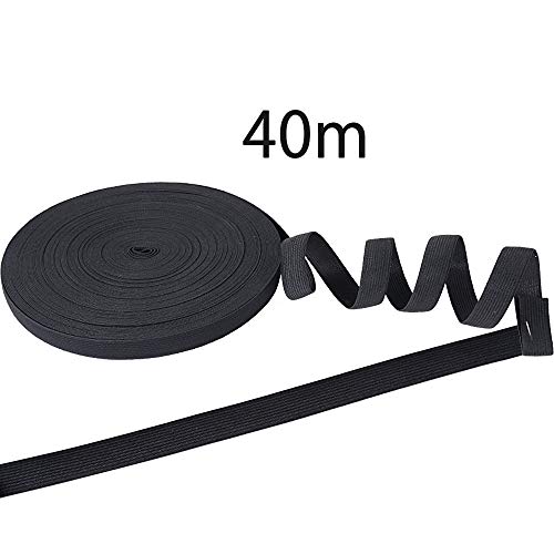 40m 平ゴム 20mm 裁縫 ゴム 織りゴム 裁縫材料 強力 黒 ポリエステル ラバー (黒)