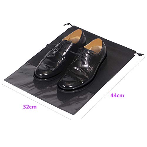 Wotion 12パック防水不織布でロープ防塵男性と女性の靴収納袋収納袋 黒 44×32 cm