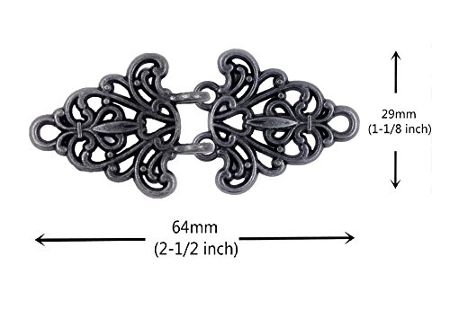 トライアングル フィリグリー 型の 手縫い マント 留め金具. 4組入り. 64mm x 29mm 繋ぐ後 (ヴィンテージブラック)