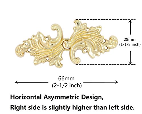 アシンメトリー アカンサスの葉 型の 手縫い マント 留め金具. 4組入り. 66mm x 28mm 繋ぐ後 (ゴールド)