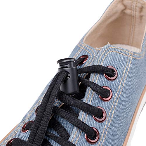 iHYAO バネコードロック 6mmゴム紐向け アパレルウェア 靴ひもなどに 金属製 ブラック 12個セット