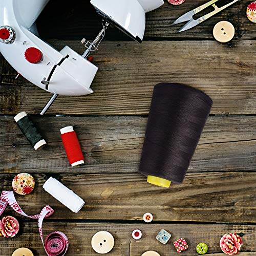 LIHAO ミシン系 60番手 2743m巻 100%ポリエステル 裁縫手芸 刺繍用糸 ブラックとホワイト 2巻セット ミシン針 ボビン付き