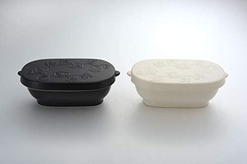 ナカシマ おひつ ホワイト・ブラック 940ml 国産耐熱セラミック製スリムおひつ(1.5合タイプ)2色組