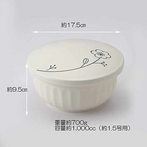 CtoC JAPAN Select 一人暮らし 食器 おひつ レンジ対応 1.5合 一輪花 ホワイト φ 18cm xH 9.5cm 1,000cc 日本製