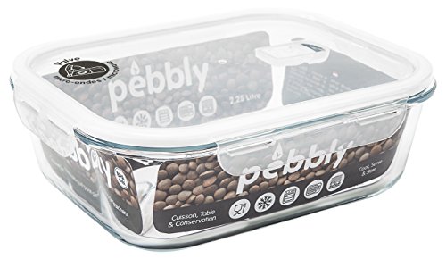 pebbly ペブリー ガラス容器 電子レンジ対応 ホウケイ酸ガラス/PP/シリコン 2.25 L クリア PKV-2250RB