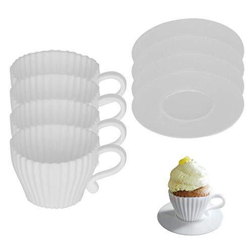 Tumao カップケーキ型 シリコン 茶碗型 ケーキ マフィンカップ ベーキングカップ ベーキング イギリス式 シリコンモールド 耐熱 金型 製菓 手作り 8個入 ホワイト
