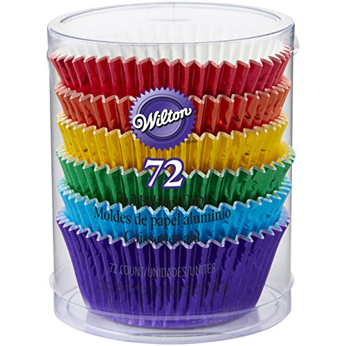 WILTON(ウィルトン) ベーキングカップ レッド、水色、イエロー、グリーン、パープル、ホワイト 5.0cm アルミカップ 415-5172 75個セット