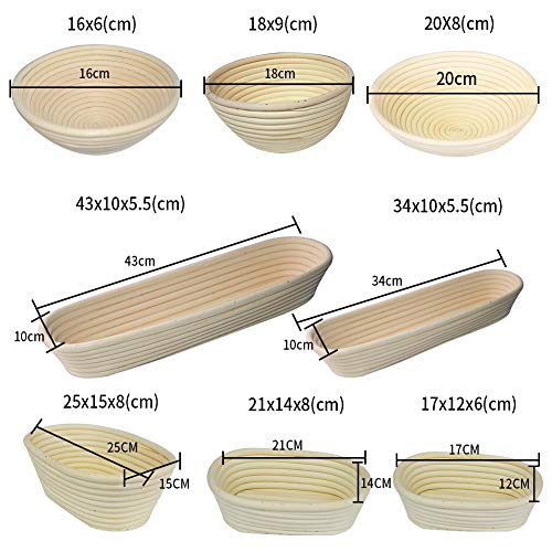 発酵かご カバー付き クリスマス インドネシア籐 籐製 楕円 小判 朝食 カンパーニュ ハッコウカゴ パン型 パン作り 製パン パン道具 (17*12*6cm, 楕円形)