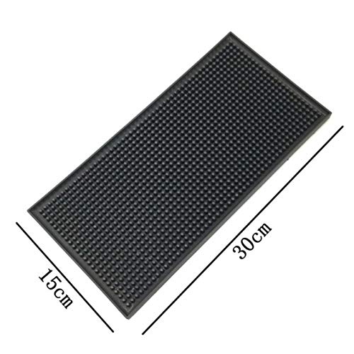 Copeflap バーマット バーカウンターマット ゴム製 グラスマット バー カウンター マット カウンターマット 2枚組 (黒, 15x30cm)