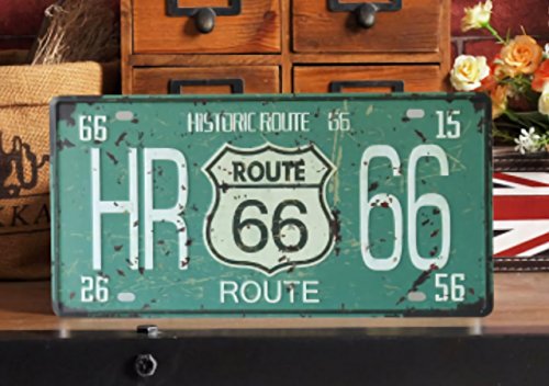 [エムティーエボコン] ブリキ 看板 ルート66 ROUTE 66 シリーズ ナンバープレート 6枚 セット