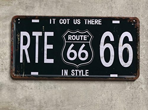 [エムティーエボコン] ブリキ 看板 ルート66 ROUTE 66 シリーズ ナンバープレート 6枚 セット