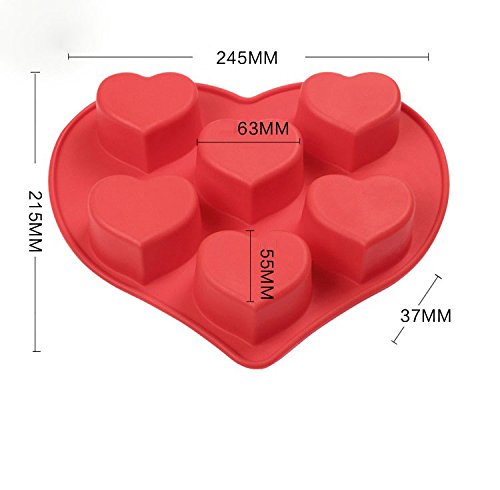 wellhouse シリコントレー 大きいハートケーキトング ６個取り お菓子作り チョコレート型 シリコン焼き型 多用途シリコンモールド アイストレー 製氷皿 氷型 シリコンモールド ハート型