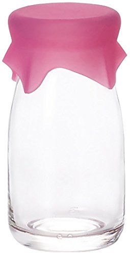 アデリア ガラス 保存瓶 牛乳びん 冷蔵庫ポケット収納 ピンク 129ml グーニュービン 日本製 M-6537