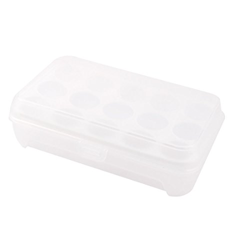 uxcell 卵入れ 冷蔵庫 プラスチック 長方形 15スロット卵 保存コンテナ 箱 ホワイト 24 x 14 x 6.5cm
