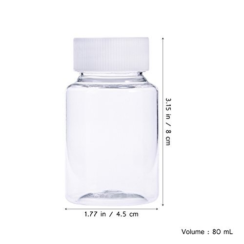 ROSENICE サンプルボトル 10本の80ミリリットルPETのピルのコンテナのボトル白いキャップの化学薬品のタブレットストレージホルダーのピルのディスペンサー