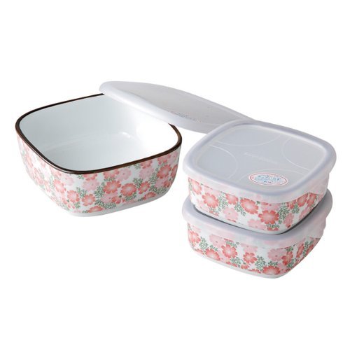 小鉢 おしゃれ : 有田焼 森の花 パック小鉢セット(パック大1個、パック小2個セット) Japanese Bowl x3pcs Food storage Container with Lid plastic Cover Porcelain/Size(cm) L, 15x16x6, S, 12x12.5x4.8/No:675297