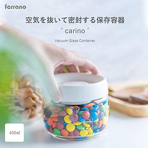 Ferrano(フェラーノ) プッシュ式 真空 耐熱ガラス 保存容器 密閉 キャニスター Carino(カリーノ) (400ml)