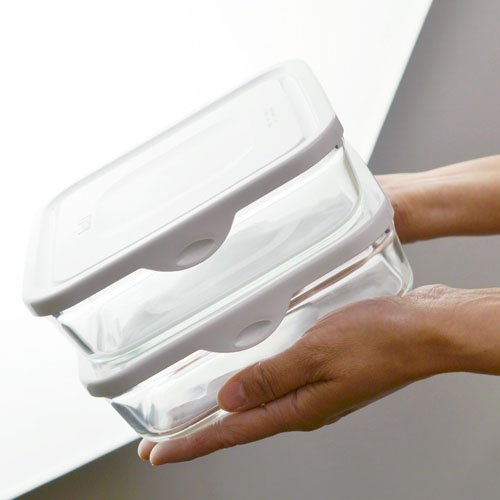 iwaki イワキ 耐熱ガラス パック&レンジ BOX 大 2個セット ホワイト 1.2L 重ねパック N3248-W 2個セット