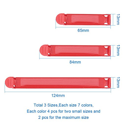 PH PandaHall 約70個/セット 7色＆3サイズ プラスチック製 袋止めクリップ 弾力あり クリップイット キッチンクリップ チャック 閉め開けやすい 鮮度保ち 防湿 無漏水 密閉性 耐朽性 パスタ・ドライフルーツ・スナック菓子・コーヒー・氷の袋など 混合色