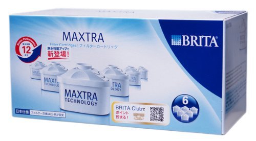 NEW 浄水性能アップ（除去物質12項目）日本仕様　ブリタ（ＢＲＩＴＡ）マクストラ （ＭＡＸＴＲＡ）　交換用カートリッジ 6個セット