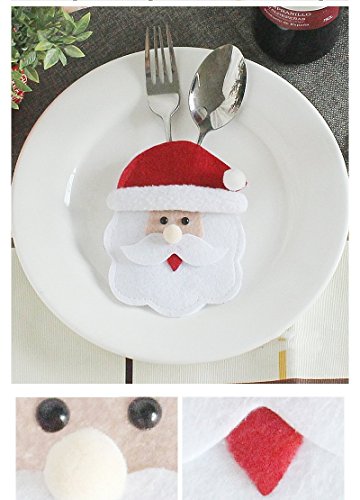 クリスマス 食器　カバー 食卓 テーブル飾り フォーク スプーン ナイフ収納 2個雪だるま サンタ、エルク 食器バッグ　部屋 卓上 飾り 収納 (6点セット)