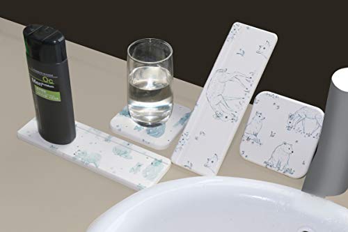 浴室 洗面所 用 アニマル 珪藻土 トレイ 4点セット（ 長方形 ／ 正方形） キッチン 石鹸 コースター
