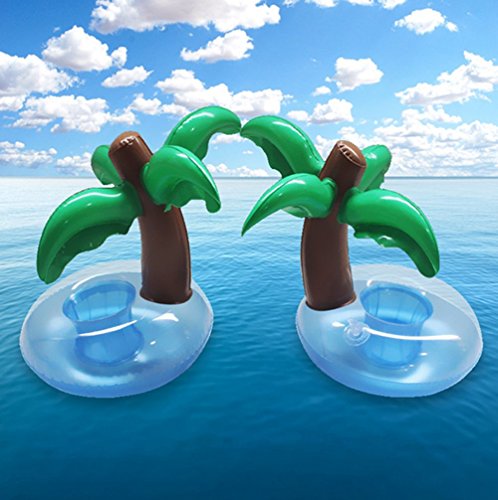 KRY カップ 浮き輪 水遊び お風呂おもちゃ ココナッツの木デザイン ドリンクカップ ホルダー スマホ ホルダー コースター フロート浮き輪 プール 浮輪 リゾート フローティング ドリンクホルダー