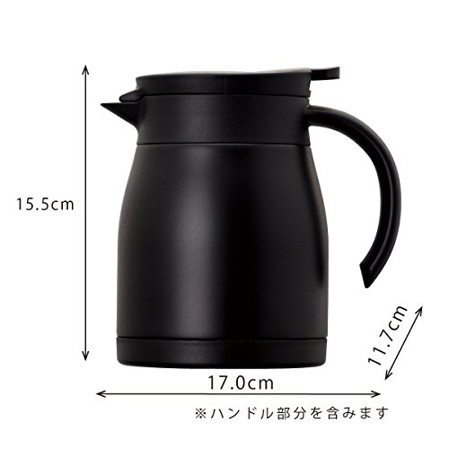 Atlas(アトラス) 飛び散りにくい注ぎ口の ステンレス コーヒー サーバー 0.8L ブラック ACS-802BK 【 Coffee 珈琲 卓上 ポット 】 真空 断熱 2重構造 ダブル ステンレス