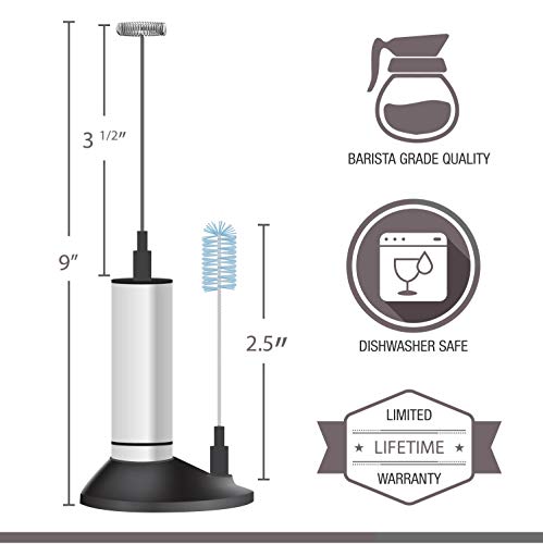 ［エパーレ］Eparé ミルク泡立て器 / 抹茶泡立て器 – 電池式ハンドヘルドミキサー（カプチーノ,ラテ,コーヒー）- クリーニングブラシ & スタンド付き