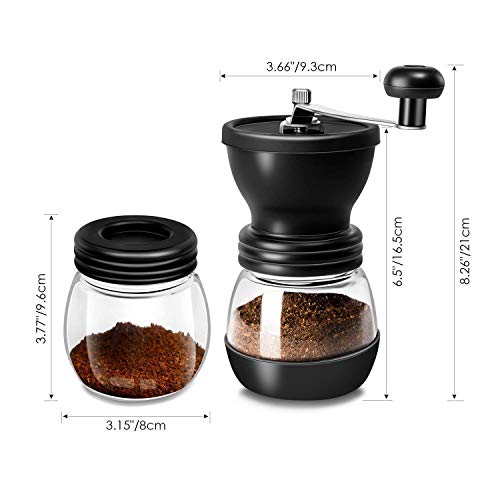 手挽き コーヒーミル 手動 コーヒーメーカー 珈琲 コーヒーグラインダー コーヒー豆 コーヒー用品 セラミック スケルトン クリーニング ・スプーン・２つ壺付き