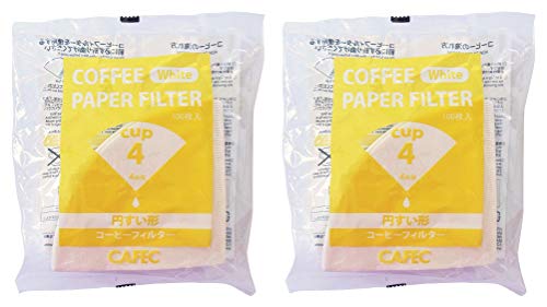 三洋産業 コーヒーフィルター ホワイト 2個パック CAFEC 両面クレープ加工 4杯用 酸素漂白 AME-7117 100枚入 2個セット