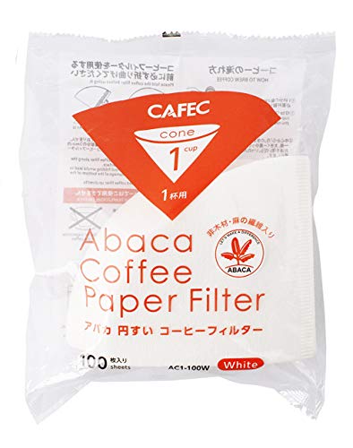 三洋産業 コーヒーフィルター 白 1杯用 アバカ 円錐形 100枚入